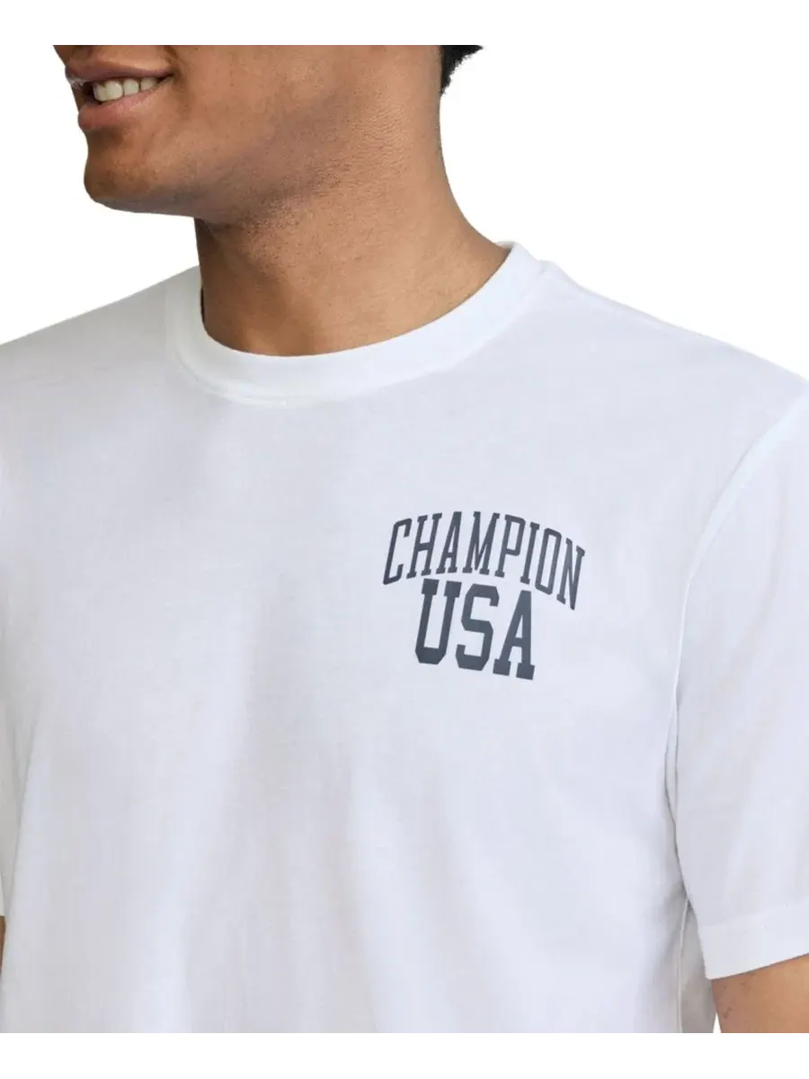 Футболка мужская с принтом USA Champion — изображение 3 из 5, белый