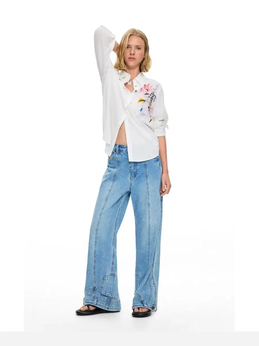 Белая блузка с вышивкой Desigual — изображение 2 из 6, белый