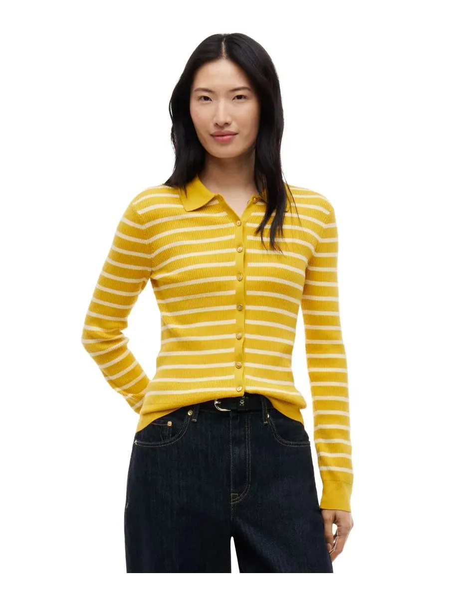 Кардиган с воротником-поло, 100% хлопок Tommy Hilfiger — изображение 1 из 4, желтый