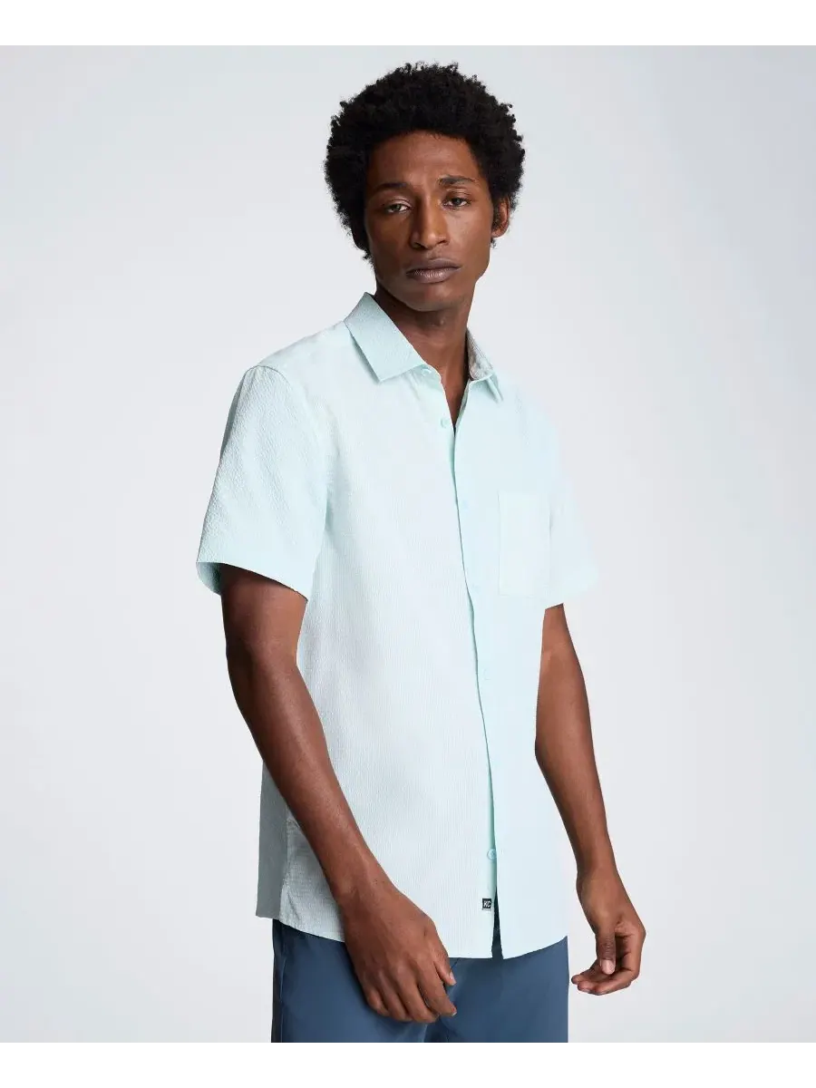 Мужская приталенная рубашка с коротким рукавом Kenneth Cole — изображение 3 из 5, бледный синий