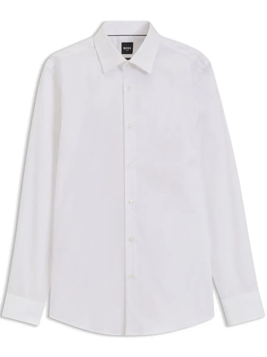 Мужская рубашка из хлопкового поплина с длинным рукавом, Slim Fit Hugo Boss — изображение 2 из 6, белый