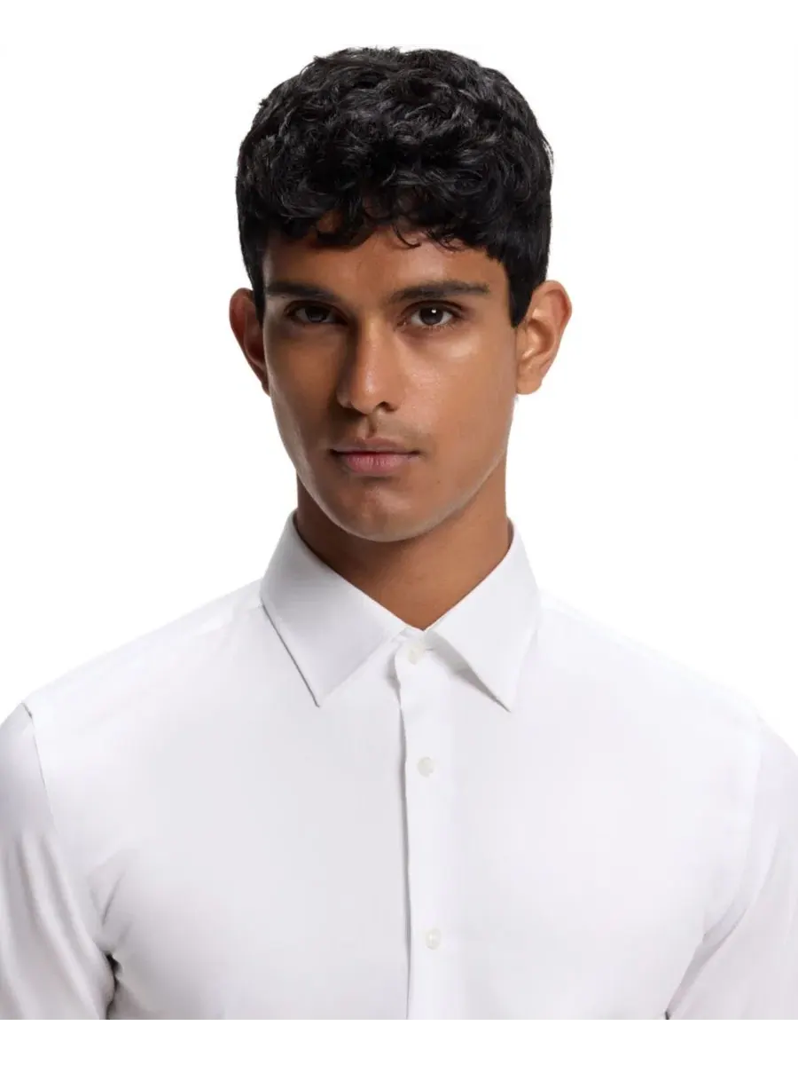 Мужская рубашка из хлопкового поплина с длинным рукавом, Slim Fit Hugo Boss — изображение 5 из 6, белый
