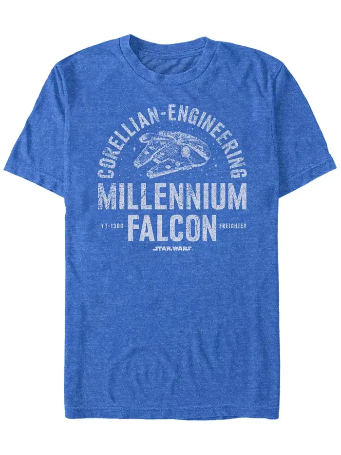 Мужская футболка с коротким рукавом Star Wars Millennium Falcon Corellian Engineering Freighter — изображение 1 из 1, синий