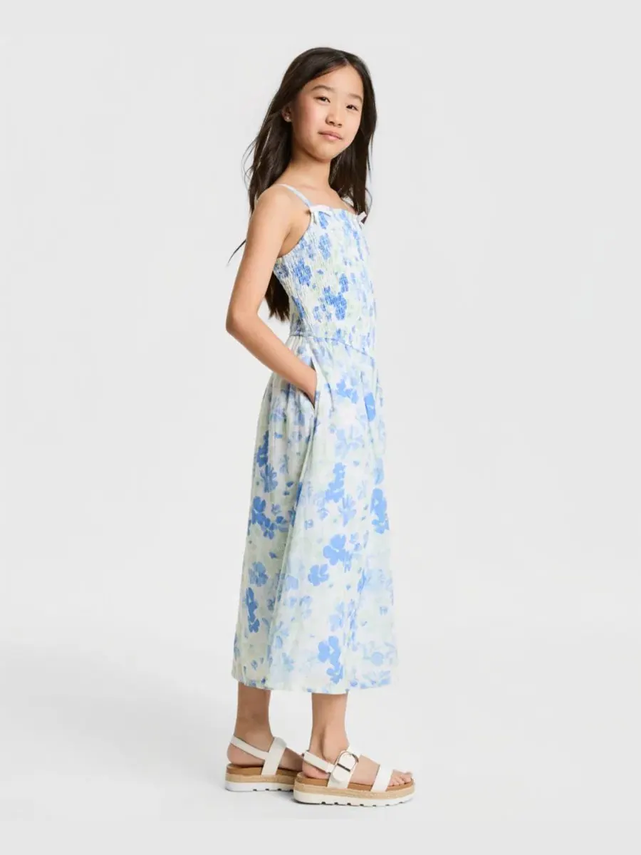 Длинное платье с присборенной юбкой для девочек Abercrombie Kids — изображение 2 из 9