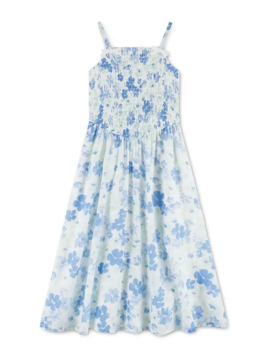 Длинное платье с присборенной юбкой для девочек Abercrombie Kids — изображение 4 из 9