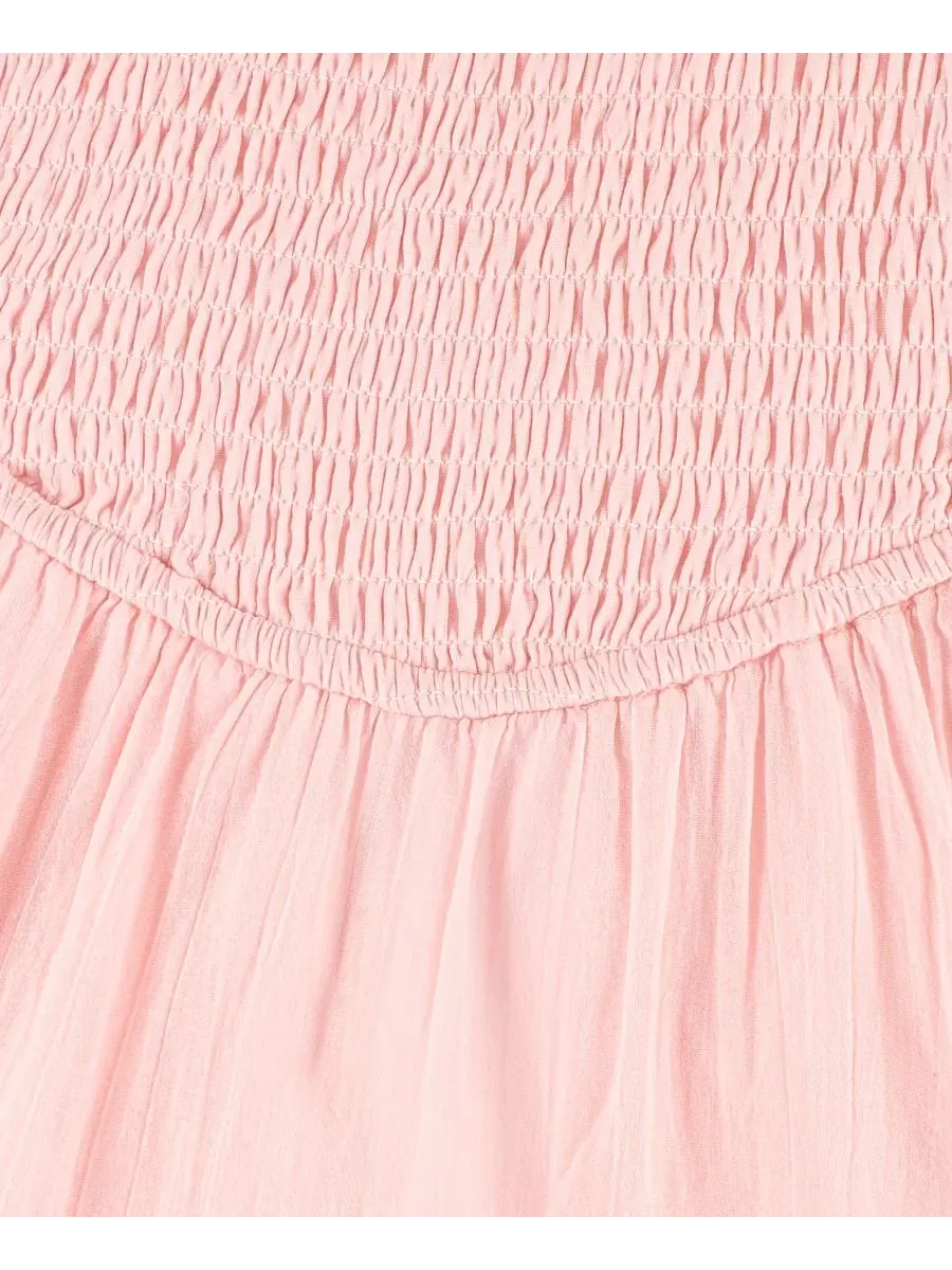 Длинное платье с присборенной юбкой для девочек Abercrombie Kids — изображение 6 из 6, розовый