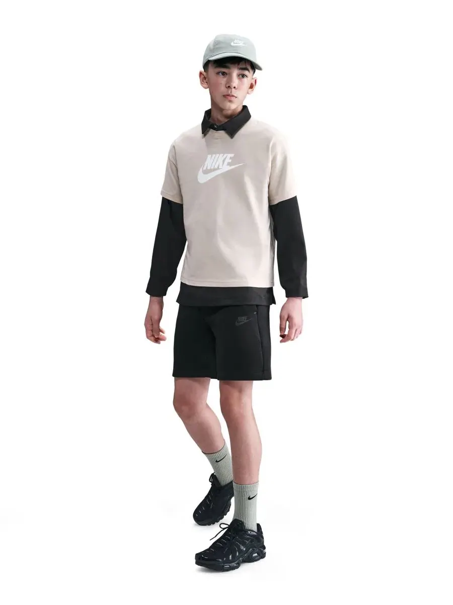 Детские спортивные флисовые шорты Sportswear Tech Fleece Shorts для мальчиков 8-20 лет Nike — изображение 1 из 4, черный