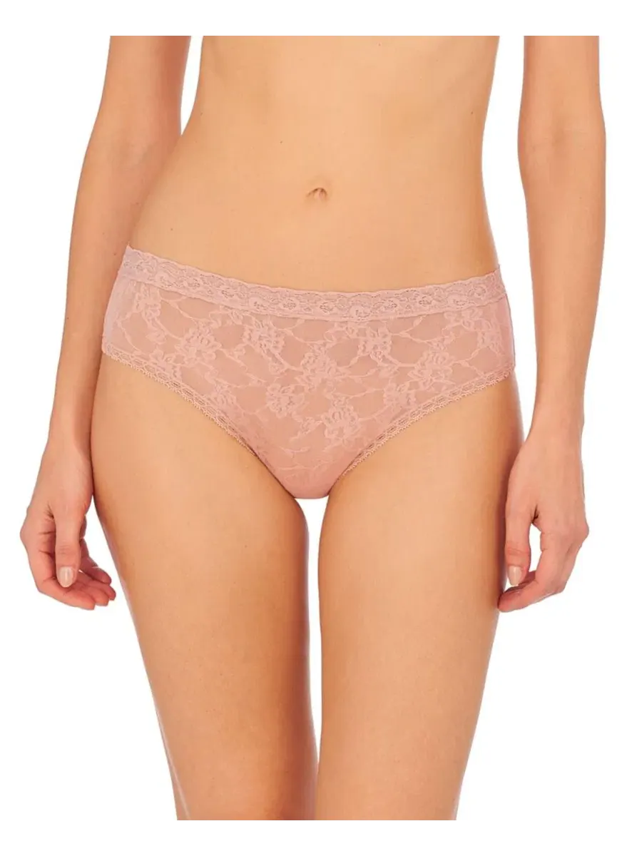 Комплект из двух женских кружевных трусиков Bliss Allure One Lace Girl Natori — изображение 3 из 4, розовый бежевый