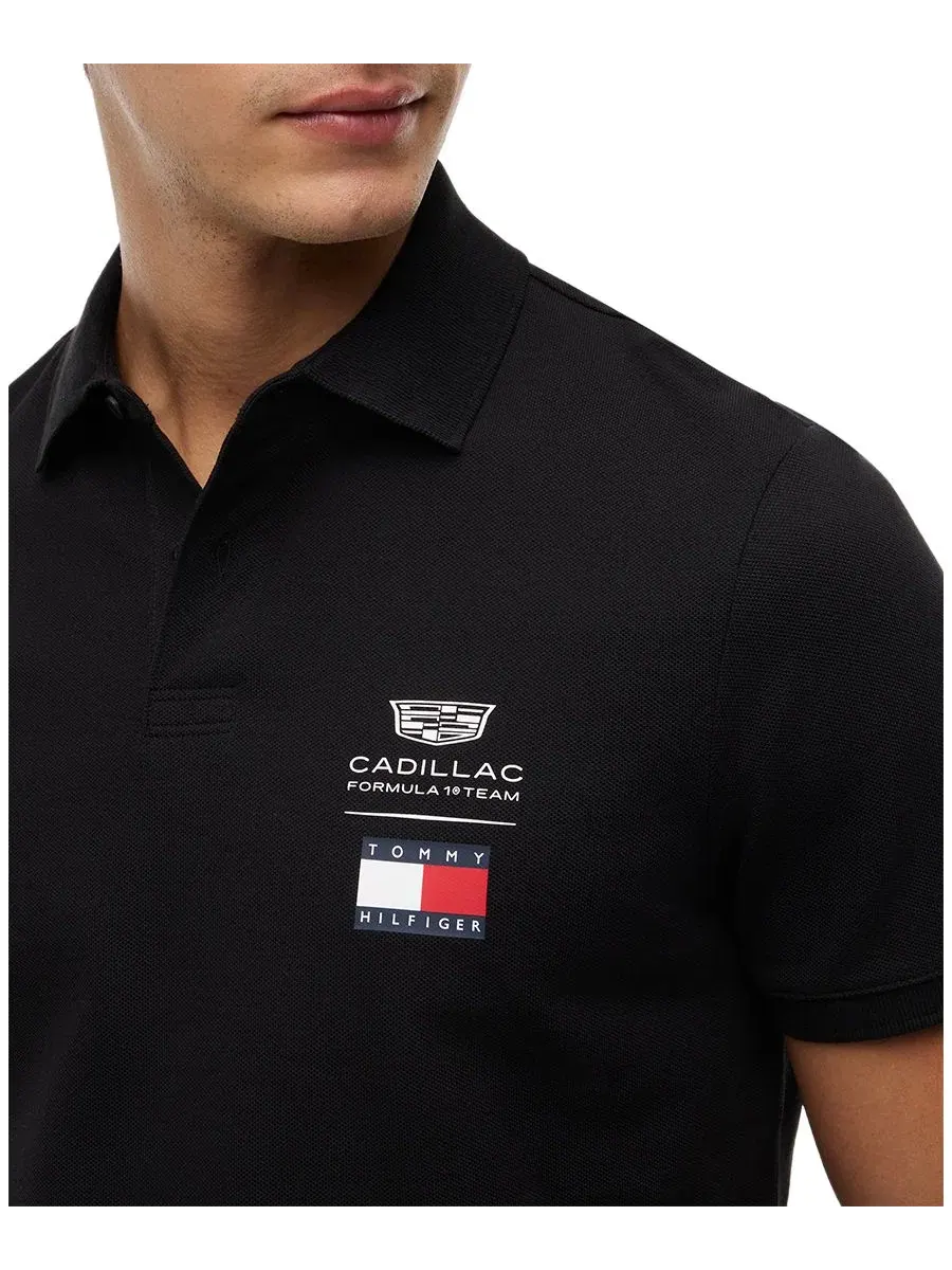 Мужская поло-рубашка с логотипом Cadillac F1 Tommy Hilfiger — изображение 3 из 5, черный
