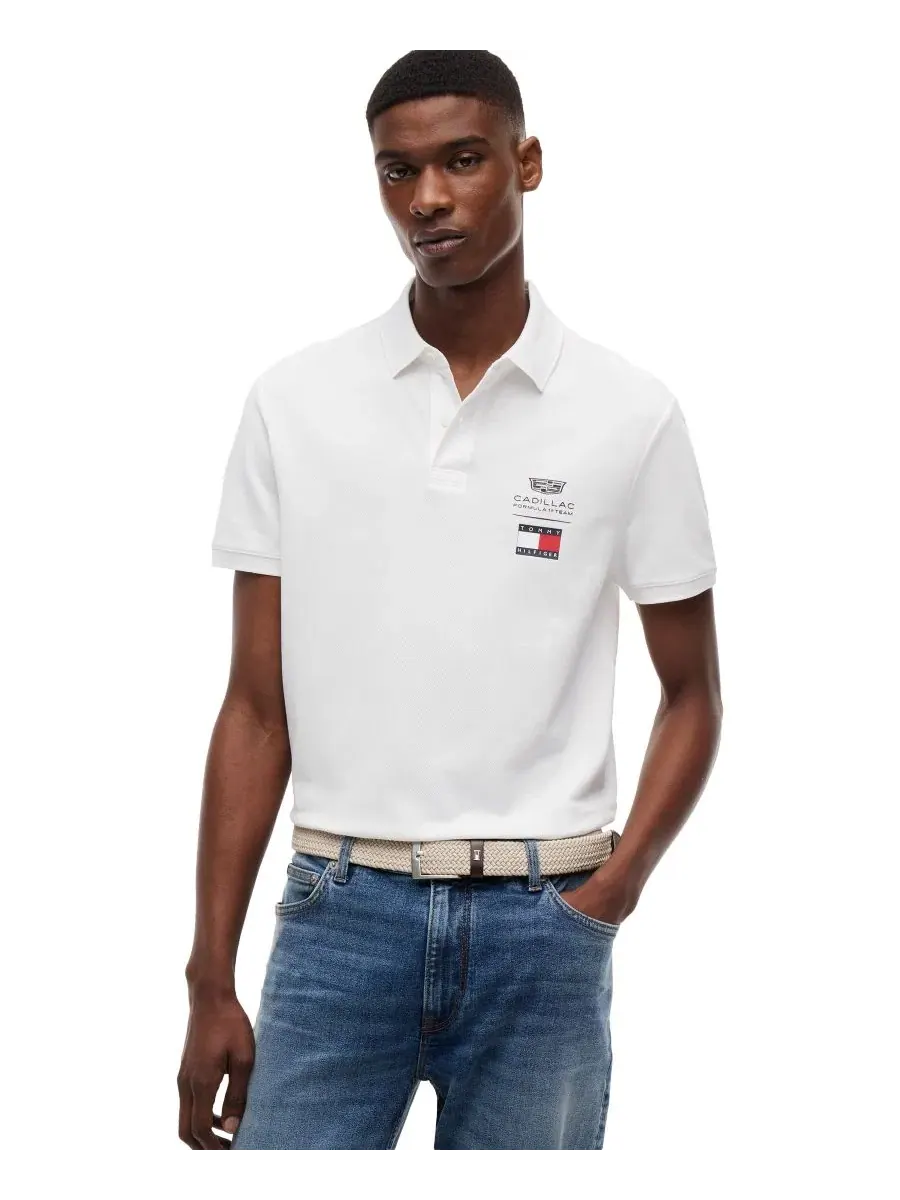 Мужская поло-рубашка с логотипом Cadillac F1 Tommy Hilfiger — изображение 1 из 4, белый