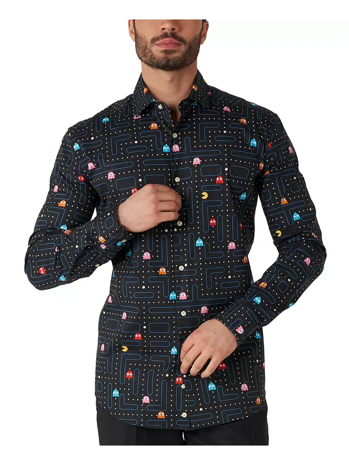 Мужская принтованная рубашки для тематических вечеринок для мужчин OppoSuits — черный