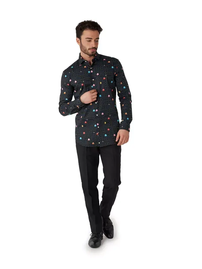 Мужская принтованная рубашки для тематических вечеринок для мужчин OppoSuits — изображение 3 из 6, черный