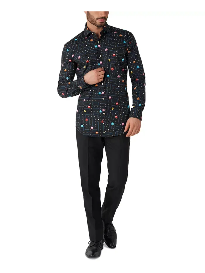 Мужская принтованная рубашки для тематических вечеринок для мужчин OppoSuits — изображение 6 из 6, черный