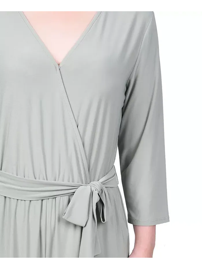 Петит комбинезон с поясом, принтом и рукавом 3/4 NY Collection — изображение 4 из 4, зеленый