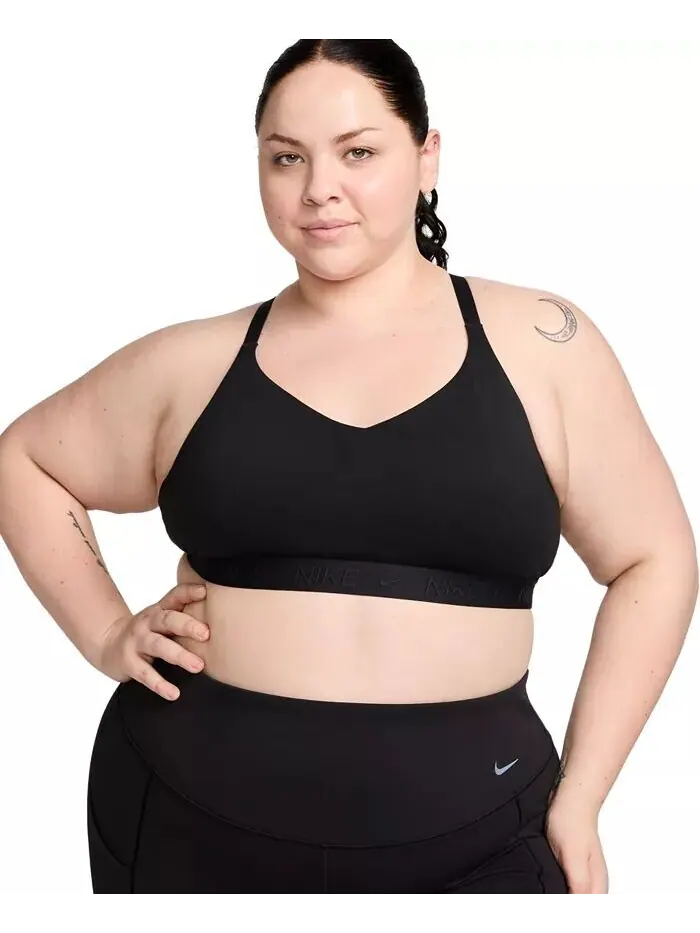 Спортивный бюстгальтер Indy Low Impact с подкладкой Plus Size Nike — изображение 1 из 7, черный/черный