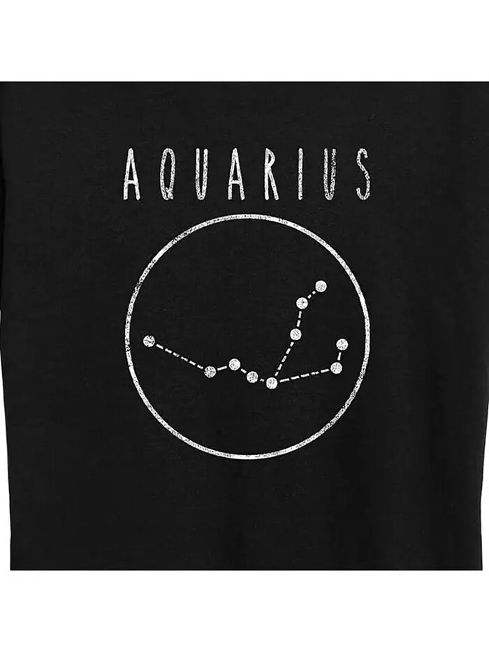 Модная футболка больших размеров с рисунком Астрология Водолей Hybrid Apparel — изображение 3 из 3, черный