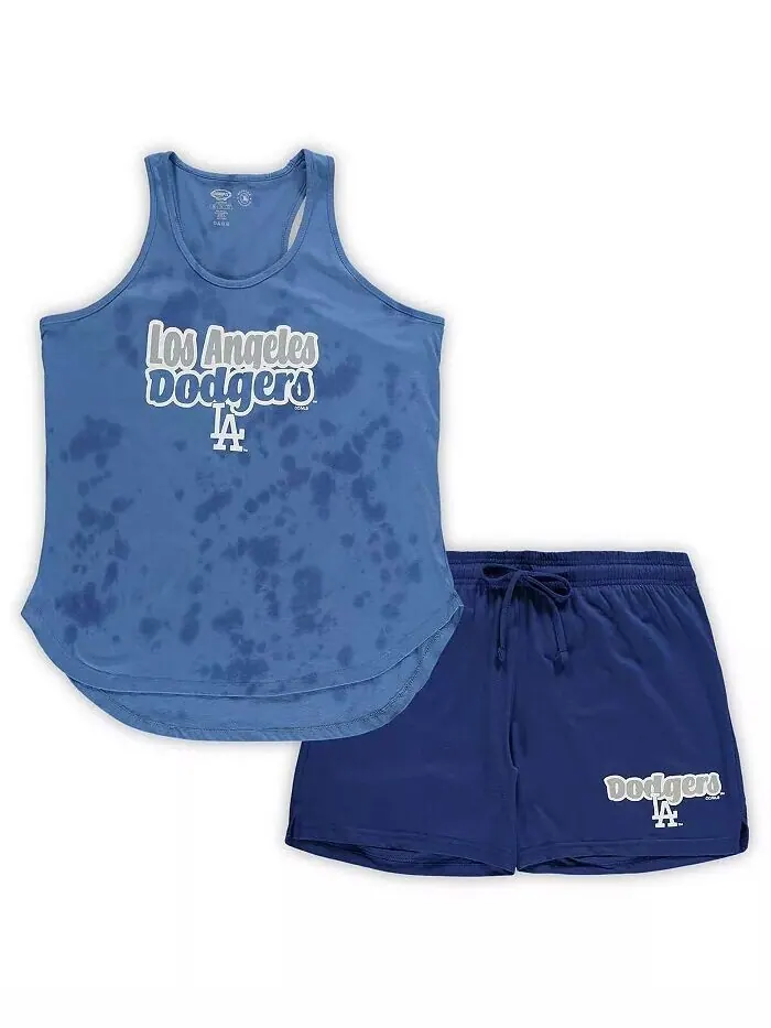Женский комплект для сна Royal Los Angeles Dodgers Plus Size Cloud с топом и шортами Concepts Sport — изображение 1 из 3