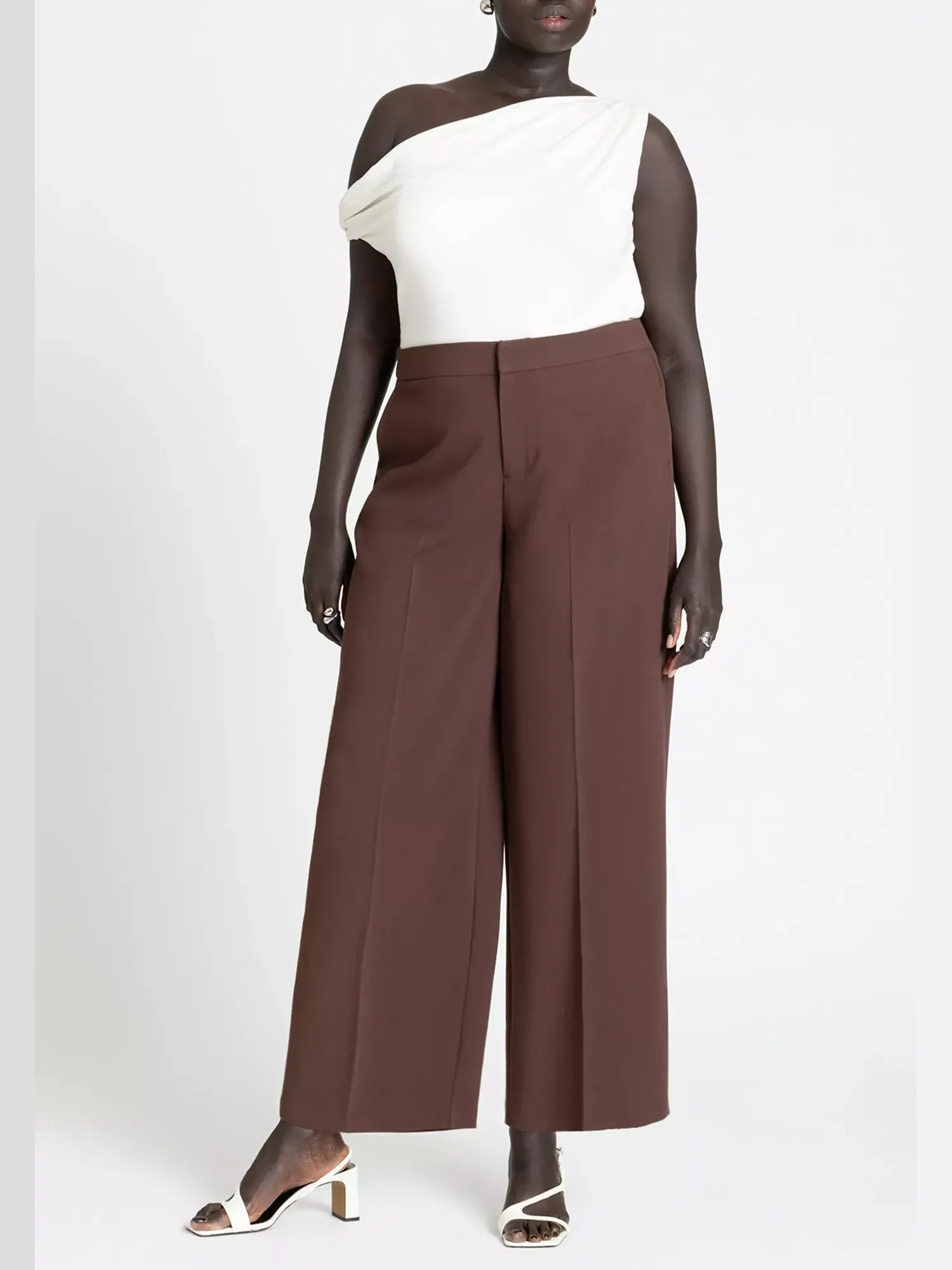 Топ ELOQUII Asym Twist Sleeve, тофу — изображение 3 из 3