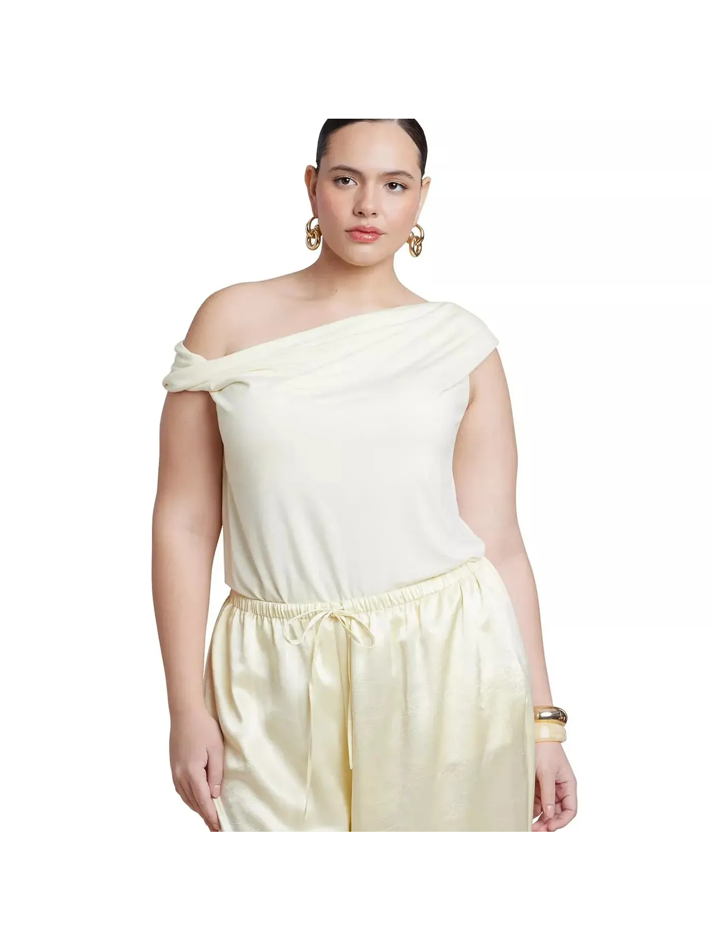 Топ ELOQUII Asym Twist Sleeve — изображение 1 из 3, солнечный