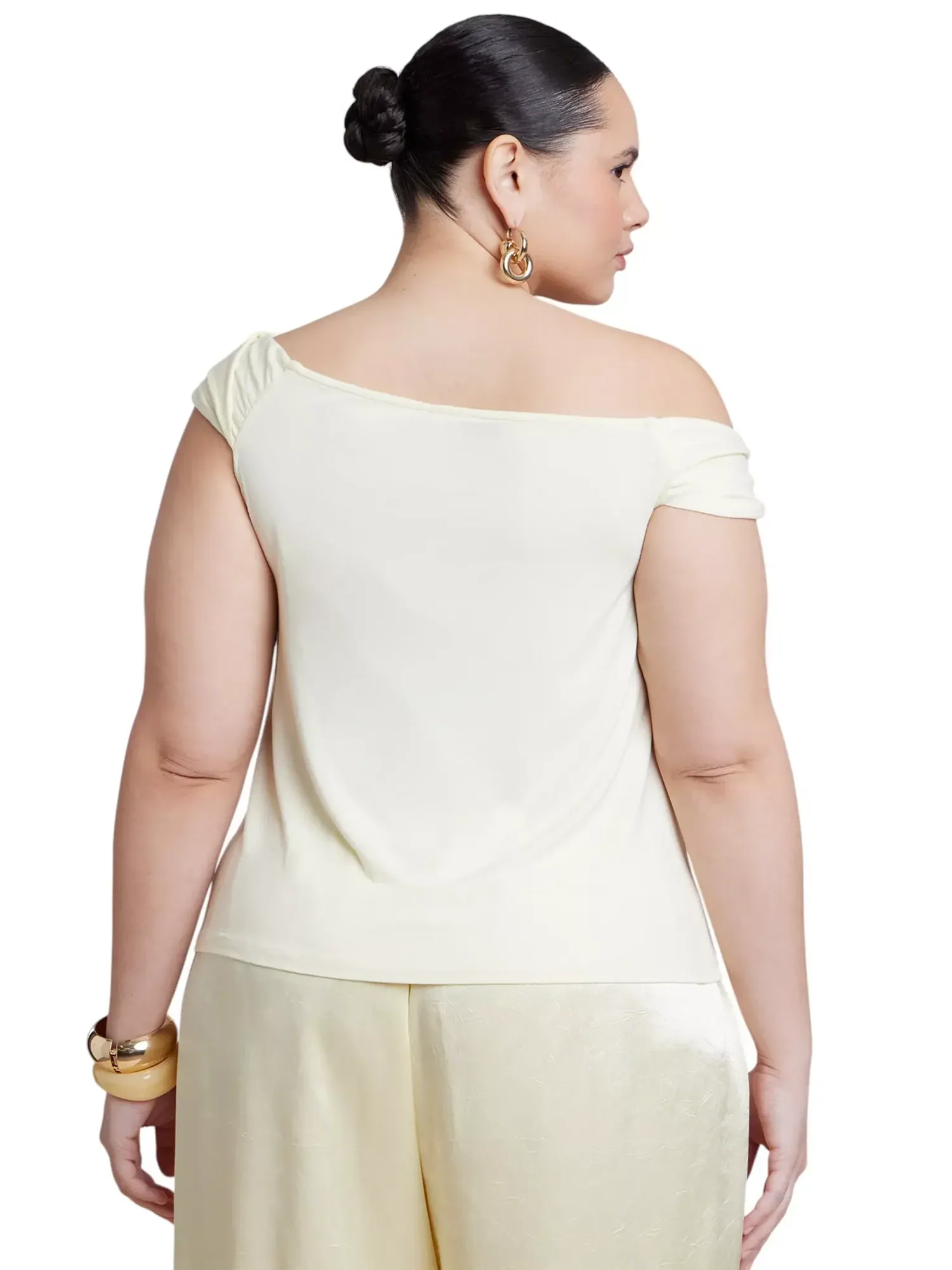 Топ ELOQUII Asym Twist Sleeve — изображение 3 из 3, солнечный
