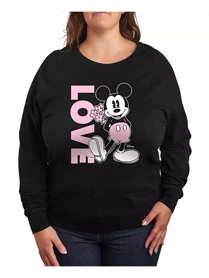 Топ с круглым вырезом и принтом Disney Mickey Love размера Plus Hybrid Apparel — изображение 1 из 3, черный