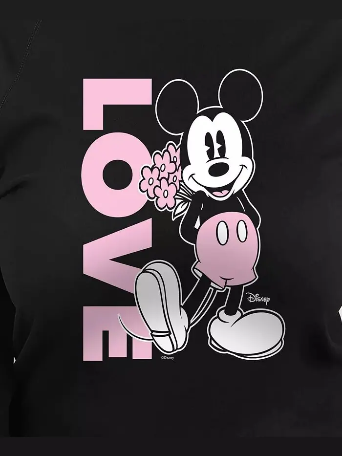 Топ с круглым вырезом и принтом Disney Mickey Love размера Plus Hybrid Apparel — изображение 3 из 3, черный