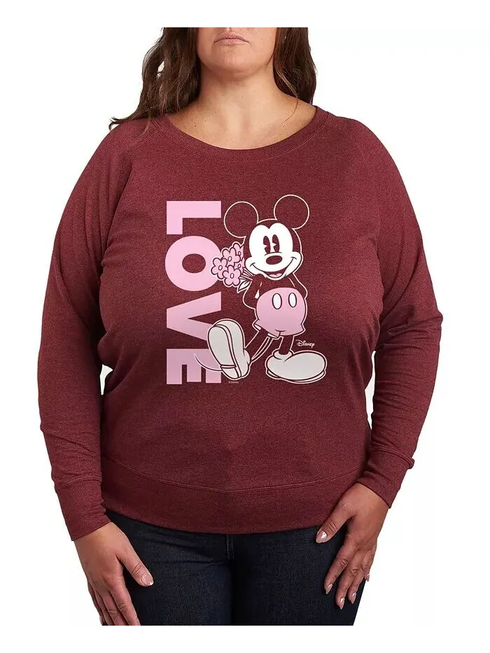 Топ с круглым вырезом и принтом Disney Mickey Love размера Plus Hybrid Apparel — изображение 1 из 3, красный
