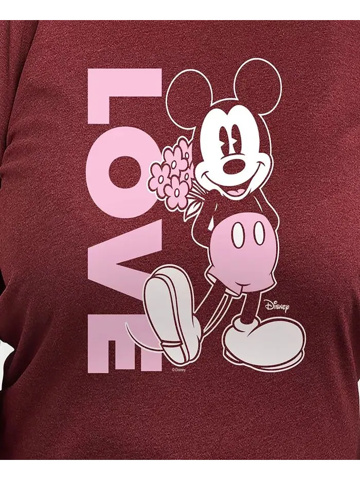 Топ с круглым вырезом и принтом Disney Mickey Love размера Plus Hybrid Apparel — изображение 3 из 3, красный