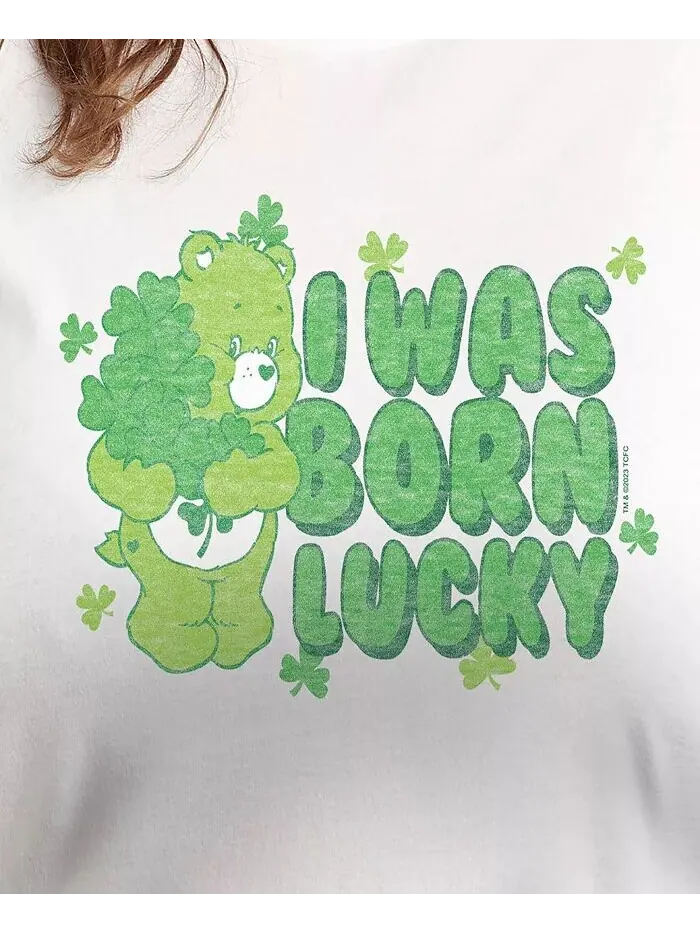 Футболка большого размера с принтом «Care Bears Born Lucky» и круглым вырезом Hybrid Apparel — изображение 3 из 3, белый