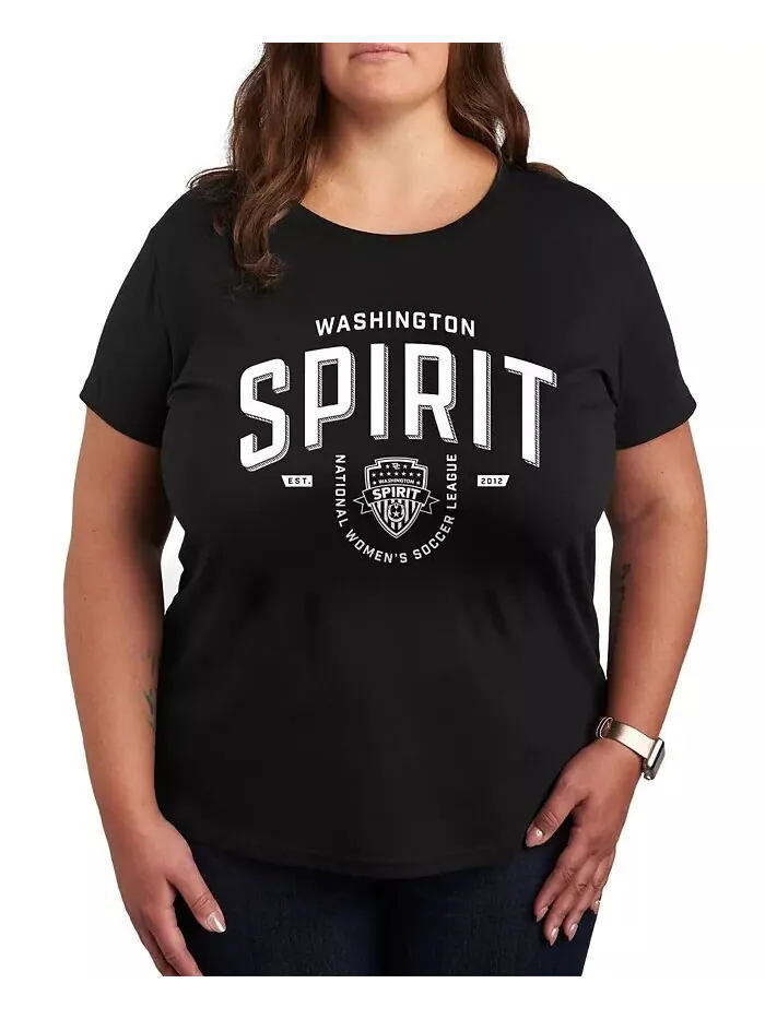 Футболка большого размера с круглым вырезом и принтом Washington Spirit Hybrid Apparel — изображение 1 из 3, черный