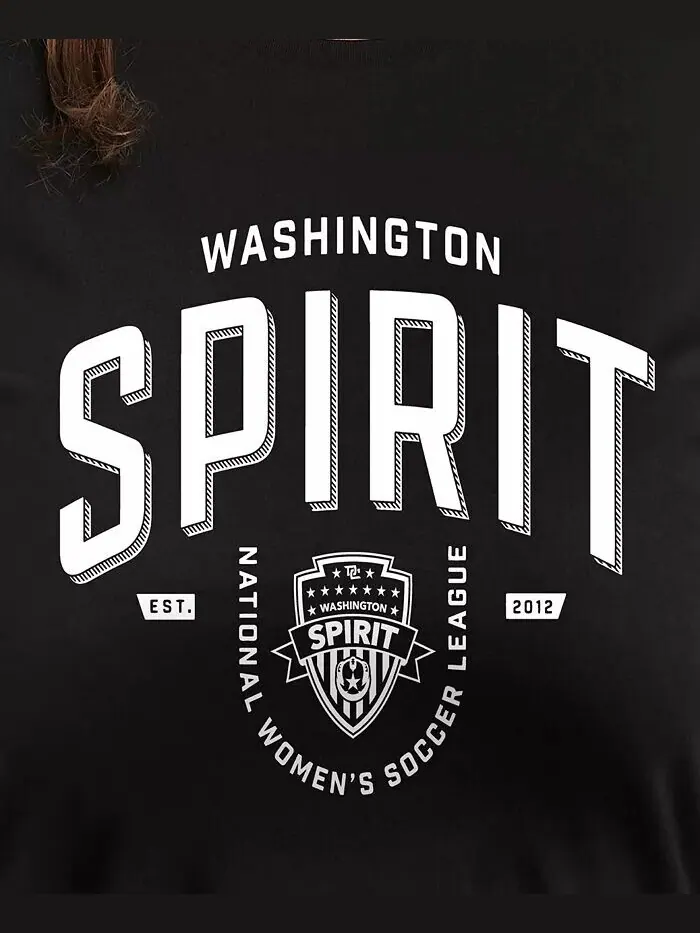 Футболка большого размера с круглым вырезом и принтом Washington Spirit Hybrid Apparel — изображение 3 из 3, черный