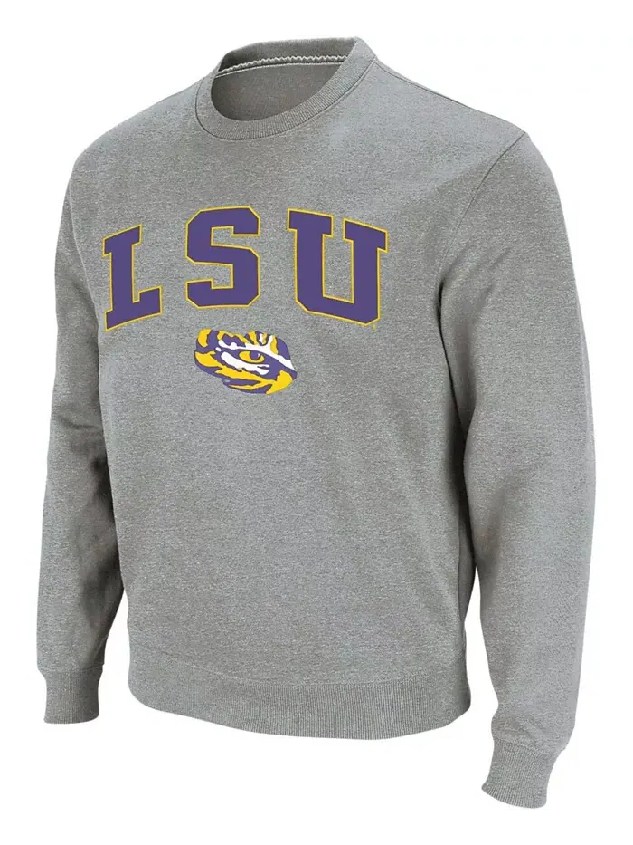 Мужской свитшот LSU Tigers с арочным логотипом Colosseum — изображение 2 из 7, серый