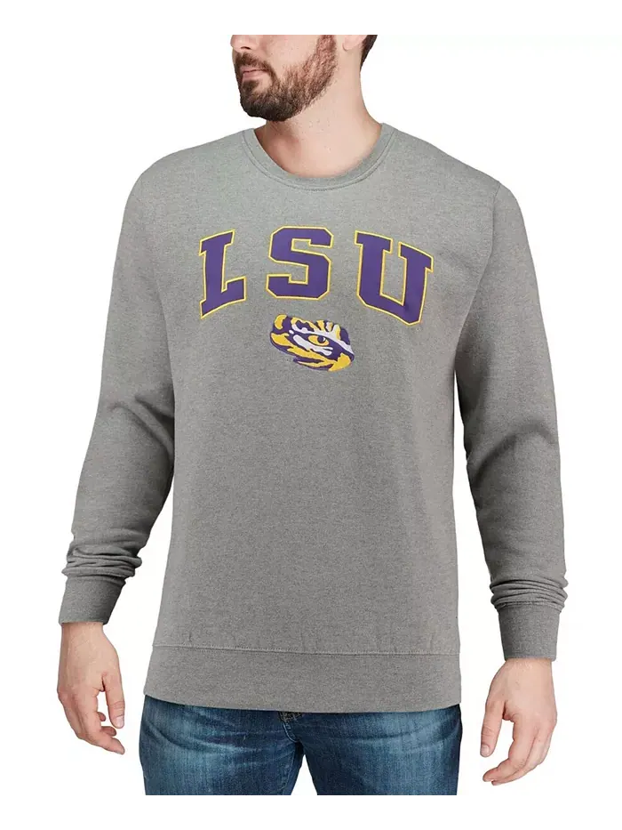 Мужской свитшот LSU Tigers с арочным логотипом Colosseum — изображение 4 из 7, серый
