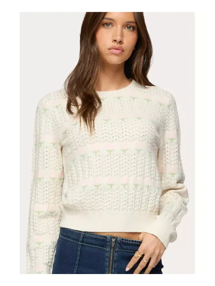 Женский трикотажный свитер Emerie Flower Textured Edikted — изображение 1 из 5, бежевый