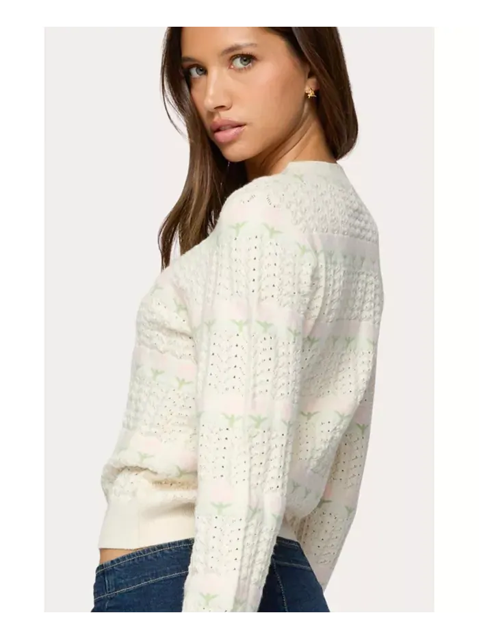 Женский трикотажный свитер Emerie Flower Textured Edikted — изображение 3 из 5, бежевый