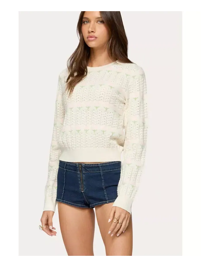 Женский трикотажный свитер Emerie Flower Textured Edikted — изображение 4 из 5, бежевый