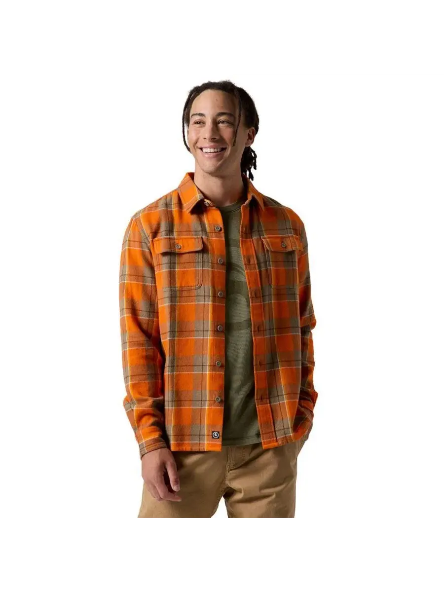 Мужская рубашка в клетку с длинным рукавом, модель Venture Midweight Flannel Backcountry — изображение 1 из 5, оранжевый