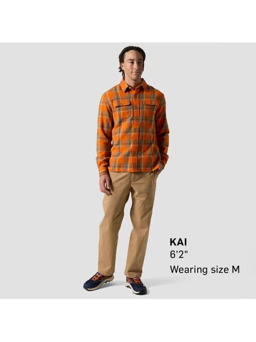 Мужская рубашка в клетку с длинным рукавом, модель Venture Midweight Flannel Backcountry — изображение 5 из 5, оранжевый