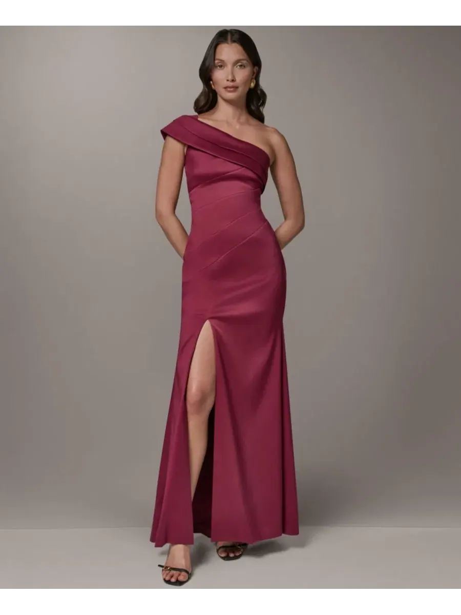 Платье с одним плечом и разрезом спереди Donna Karan New York — изображение 1 из 5, красный