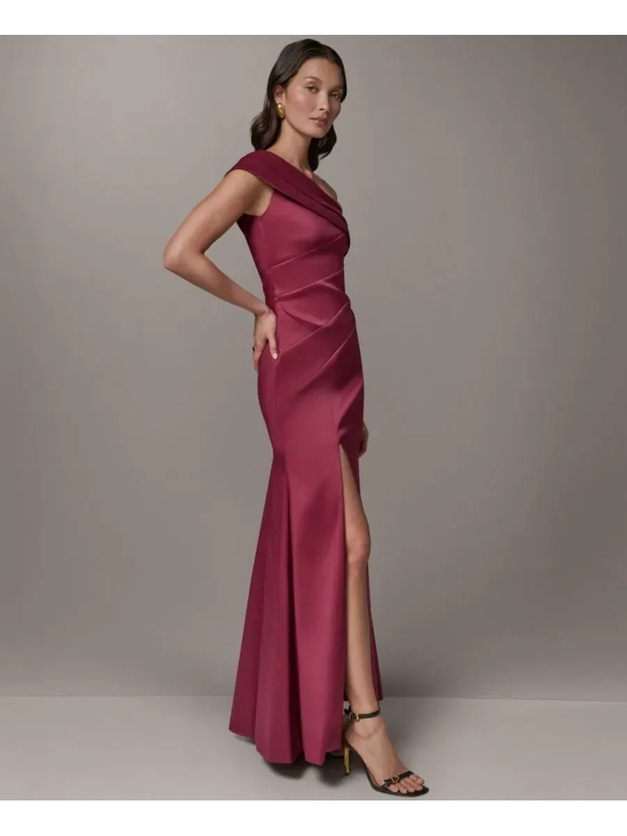 Платье с одним плечом и разрезом спереди Donna Karan New York — изображение 2 из 5, красный