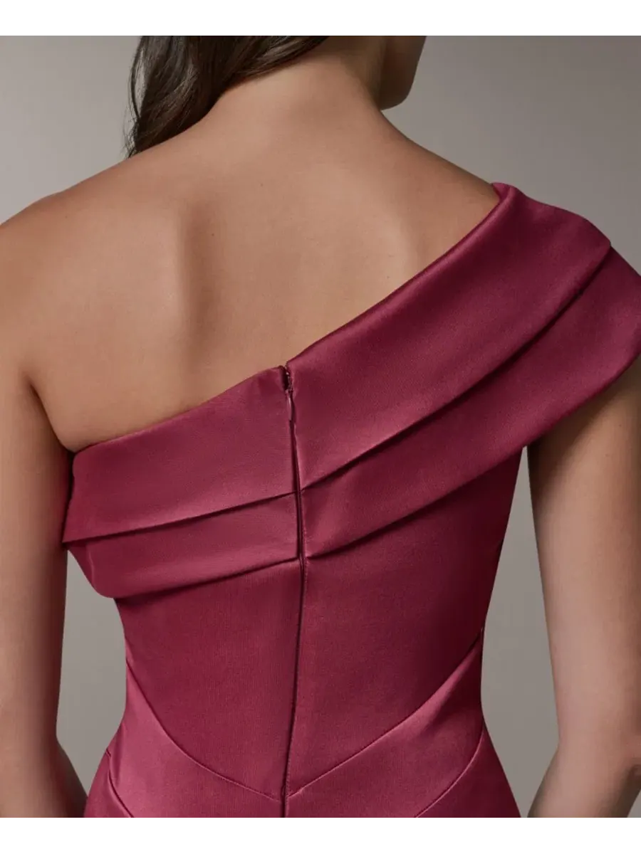 Платье с одним плечом и разрезом спереди Donna Karan New York — изображение 4 из 5, красный