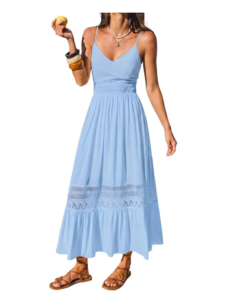 Платье-макси без рукавов Breathtaking Maxi Beach Dress Cupshe — изображение 1 из 3, синий