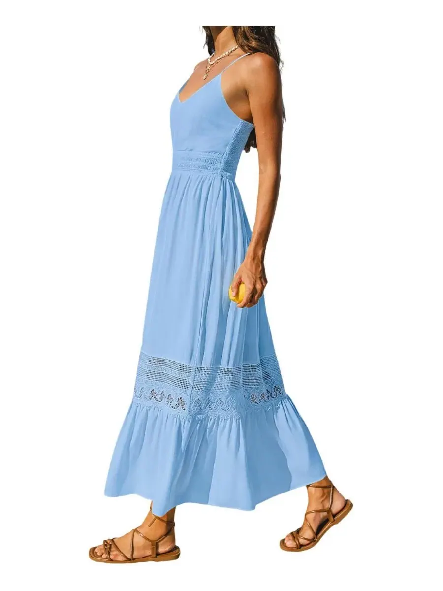 Платье-макси без рукавов Breathtaking Maxi Beach Dress Cupshe — изображение 2 из 3, синий