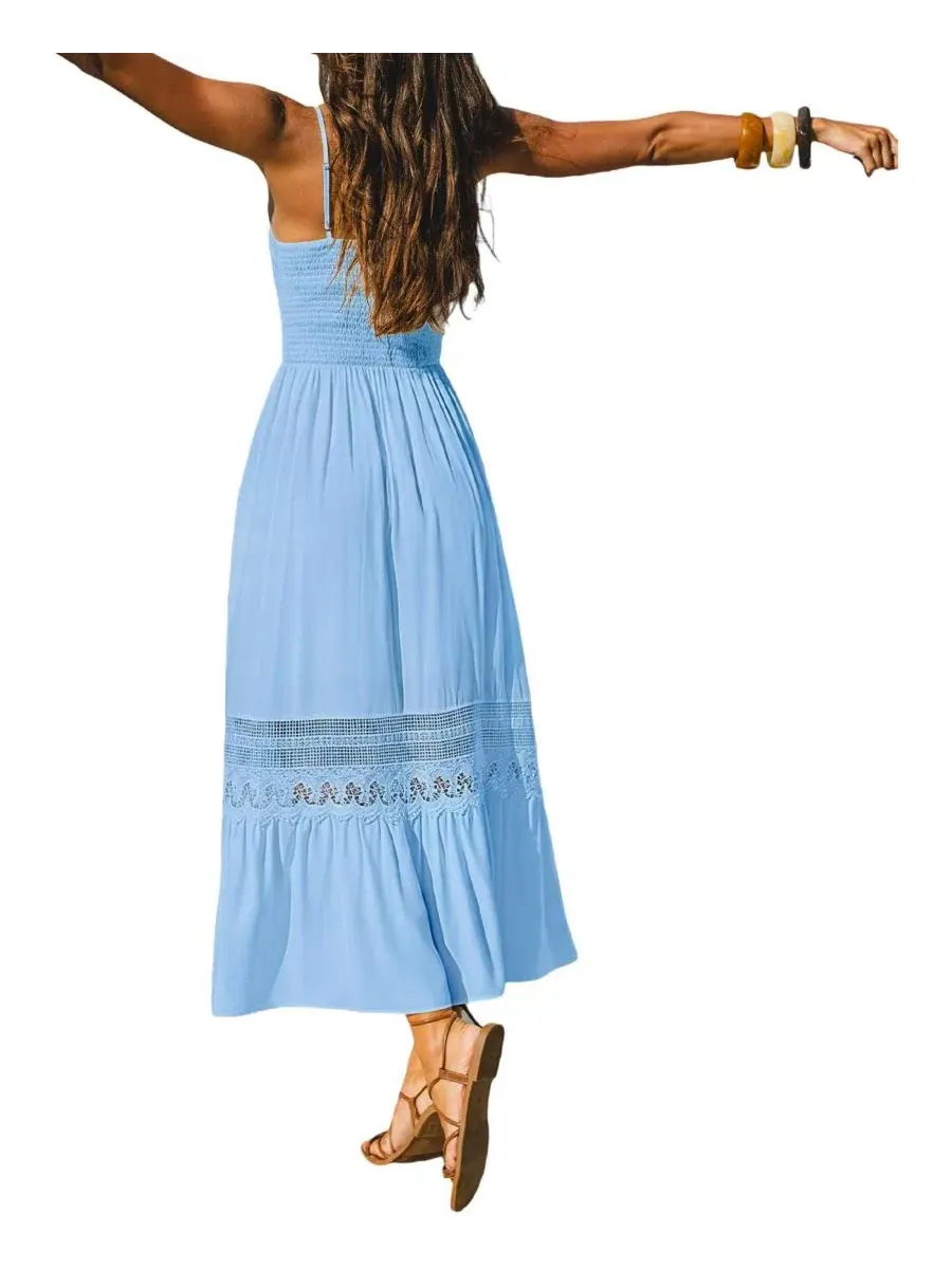 Платье-макси без рукавов Breathtaking Maxi Beach Dress Cupshe — изображение 3 из 3, синий