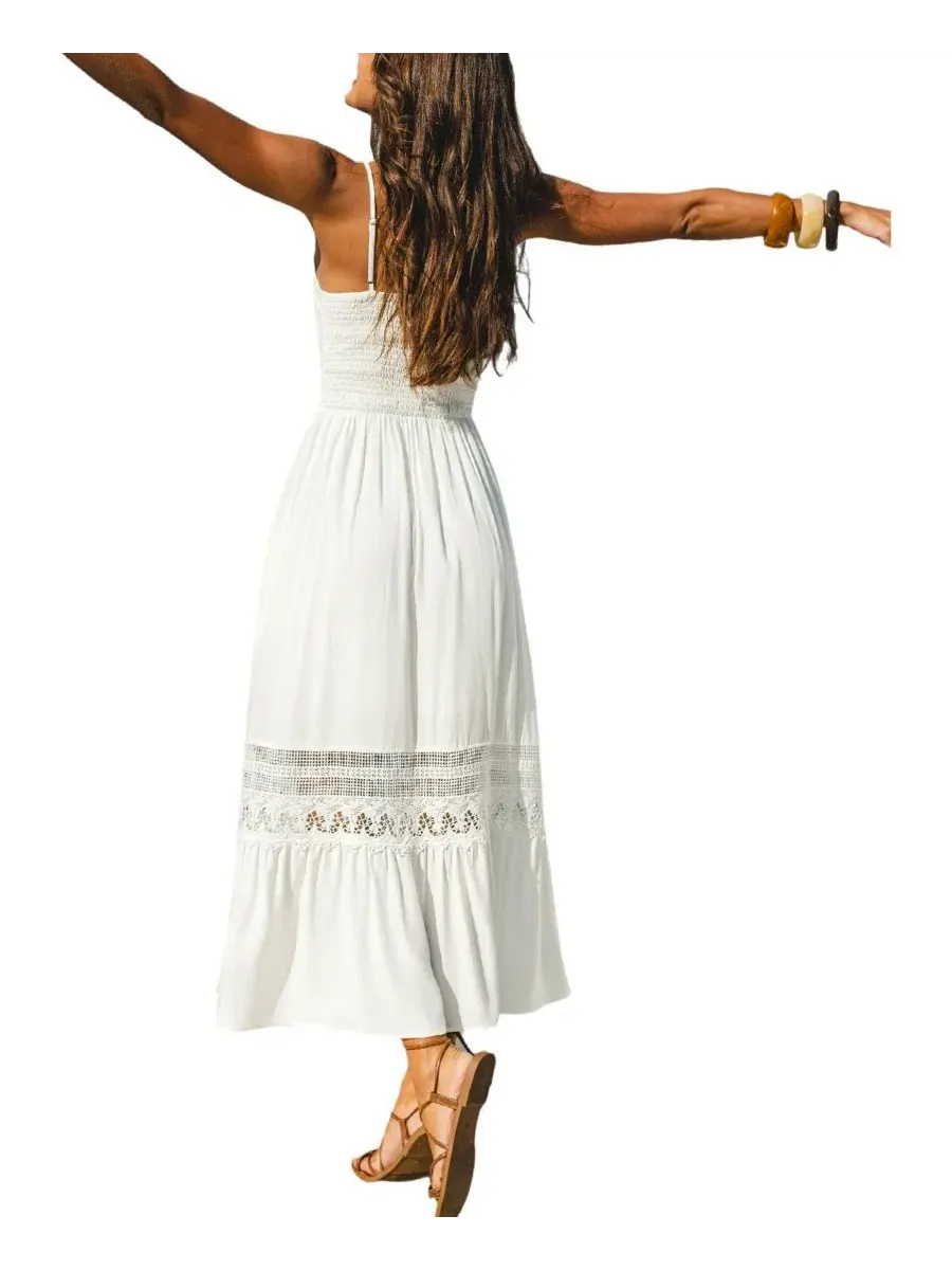 Макси-платье без рукавов Breathtaking White Maxi Dress Cupshe — изображение 3 из 3, белый