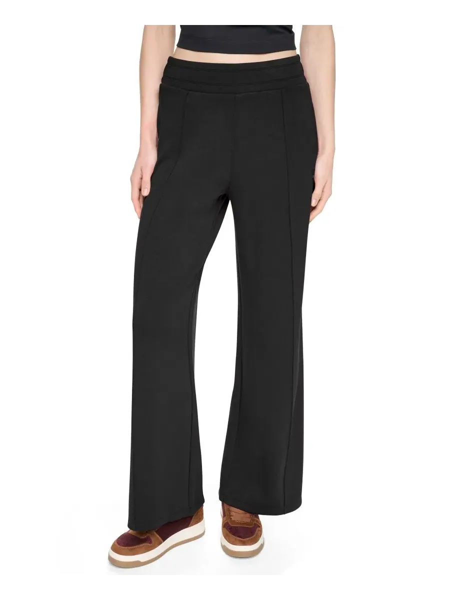 Брюки широкие с защипами High-Rise Wide-Leg Pant with Pintucks DKNY Sport — изображение 1 из 6, черный
