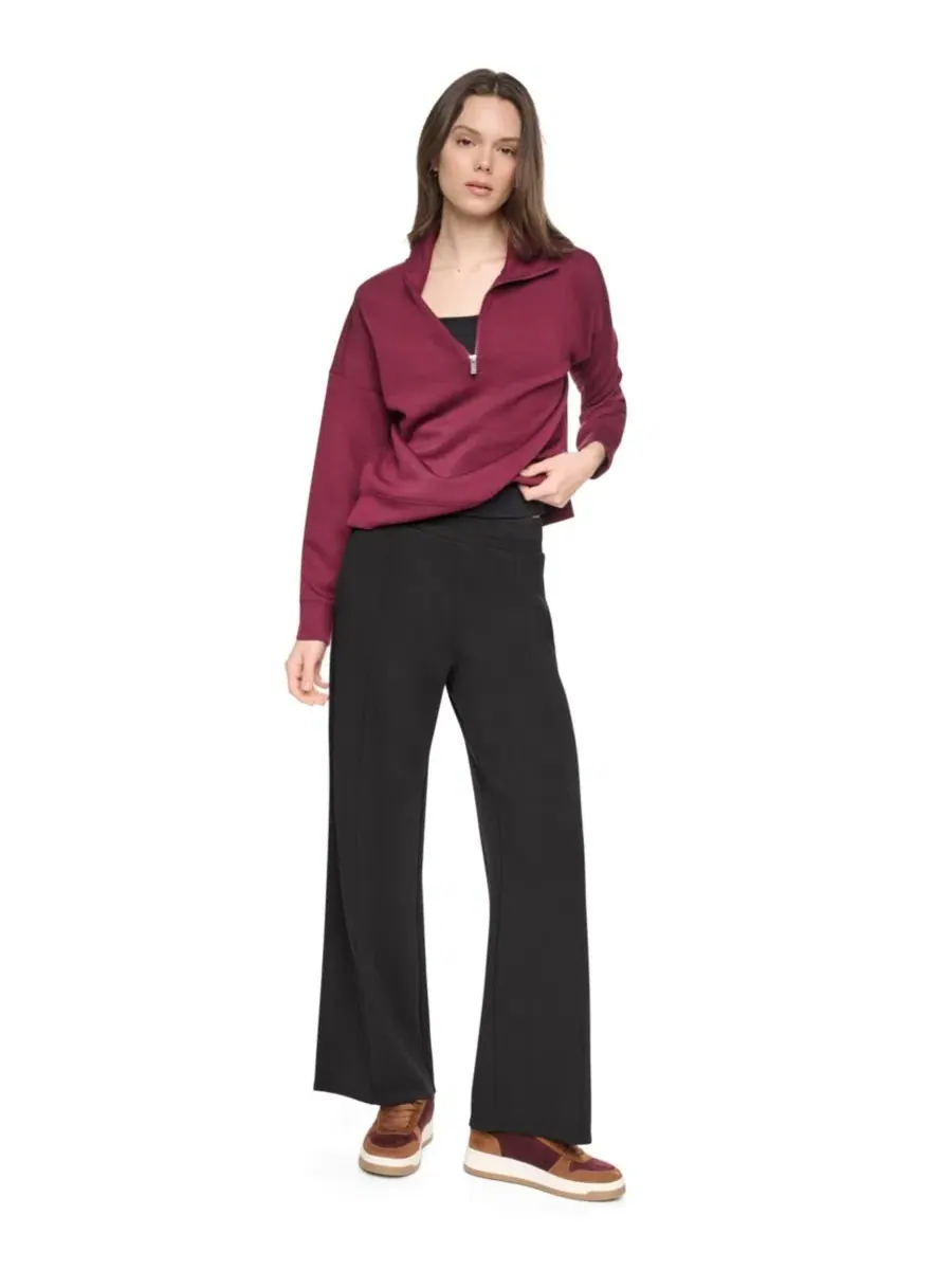 Брюки широкие с защипами High-Rise Wide-Leg Pant with Pintucks DKNY Sport — изображение 2 из 6, черный