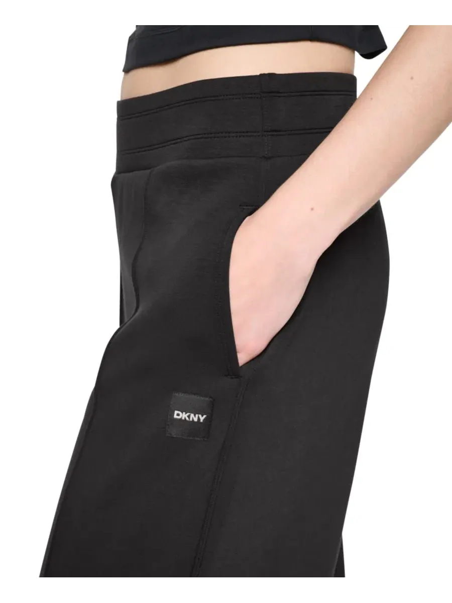Брюки широкие с защипами High-Rise Wide-Leg Pant with Pintucks DKNY Sport — изображение 4 из 6, черный