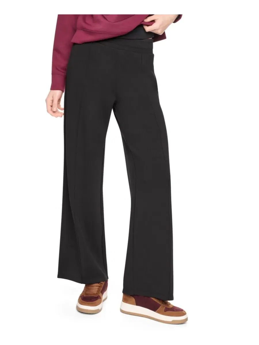 Брюки широкие с защипами High-Rise Wide-Leg Pant with Pintucks DKNY Sport — изображение 5 из 6, черный