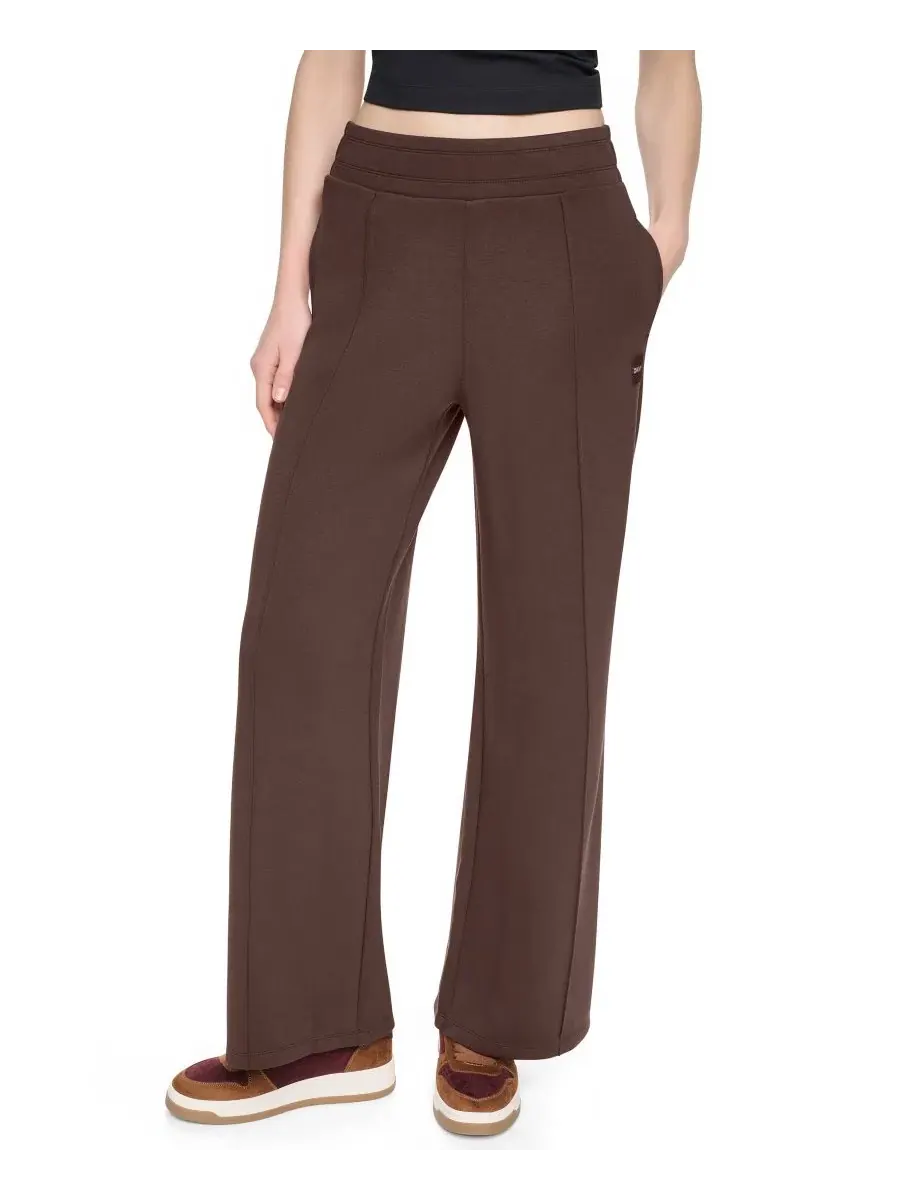 Брюки широкие с защипами DKNY Sport — изображение 1 из 4, эспрессо